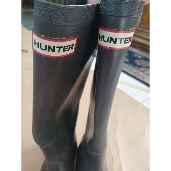 HUNTER Womens 9 Tall Rain Boots Brown 17” Height Equestrian Outdoors - Picture 6 of 8